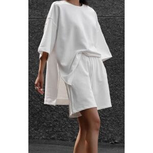 NWOT The Frankie Shop Memphis Fleece Set in White, M/L $250 E43